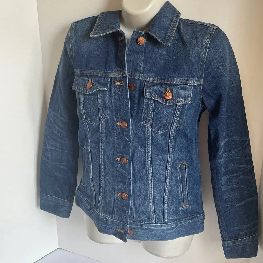 Madewell Classic Denim Jean Jacket XS Blue Womens Distressed Cotton - Picture 5 of 9